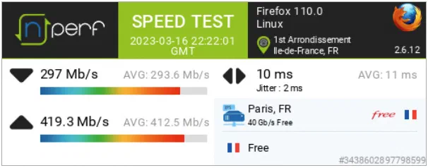 nperf depuis le PC de jeu câblé