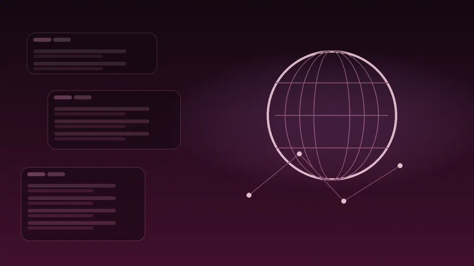 Illustration abstraite éditoriale sur Internet et son architecture, avec globe stylisé, arcs de connexion et ambiance rétro-web 2012.