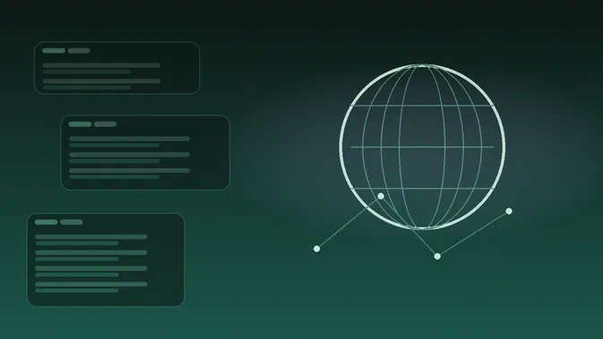 Illustration abstraite éditoriale sur Internet et son architecture, avec globe stylisé, arcs de connexion et ambiance rétro-web 2012.