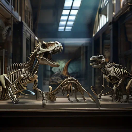 **Prompt :** *photorealistic collection of dinosaurs skeletons in a museum*. Là encore, le rendu est bien meilleur que dans mon article sur Stable Diffusion