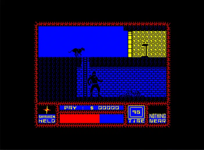 Capture d'écran du jeu vidéo Saboteur montrant un personnage dans une pièce avec des barrières et un compteur de temps.