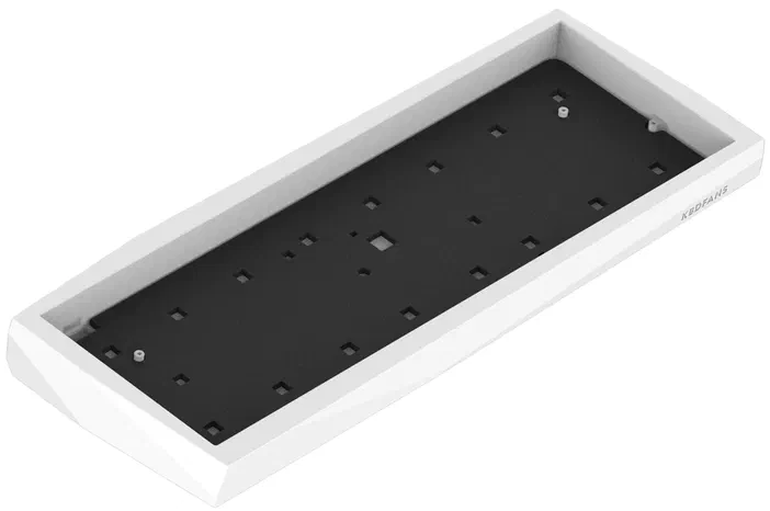 Clavier mécanique blanc avec plaque noire et trous de fixation
