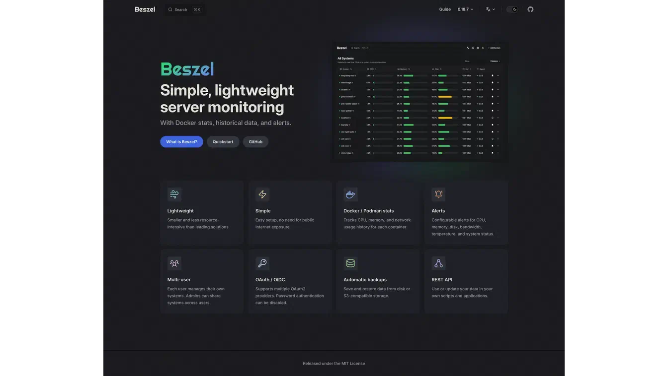 Vignette de Surveiller ses machines avec beszel