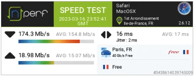 nperf depuis le Mac mini M1 en wifi